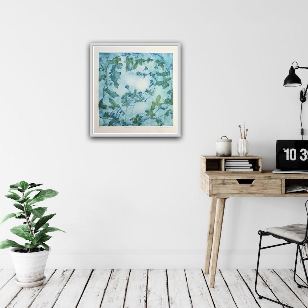 Trailing Ivy  - Blue Figurative Print by Charlie Davies