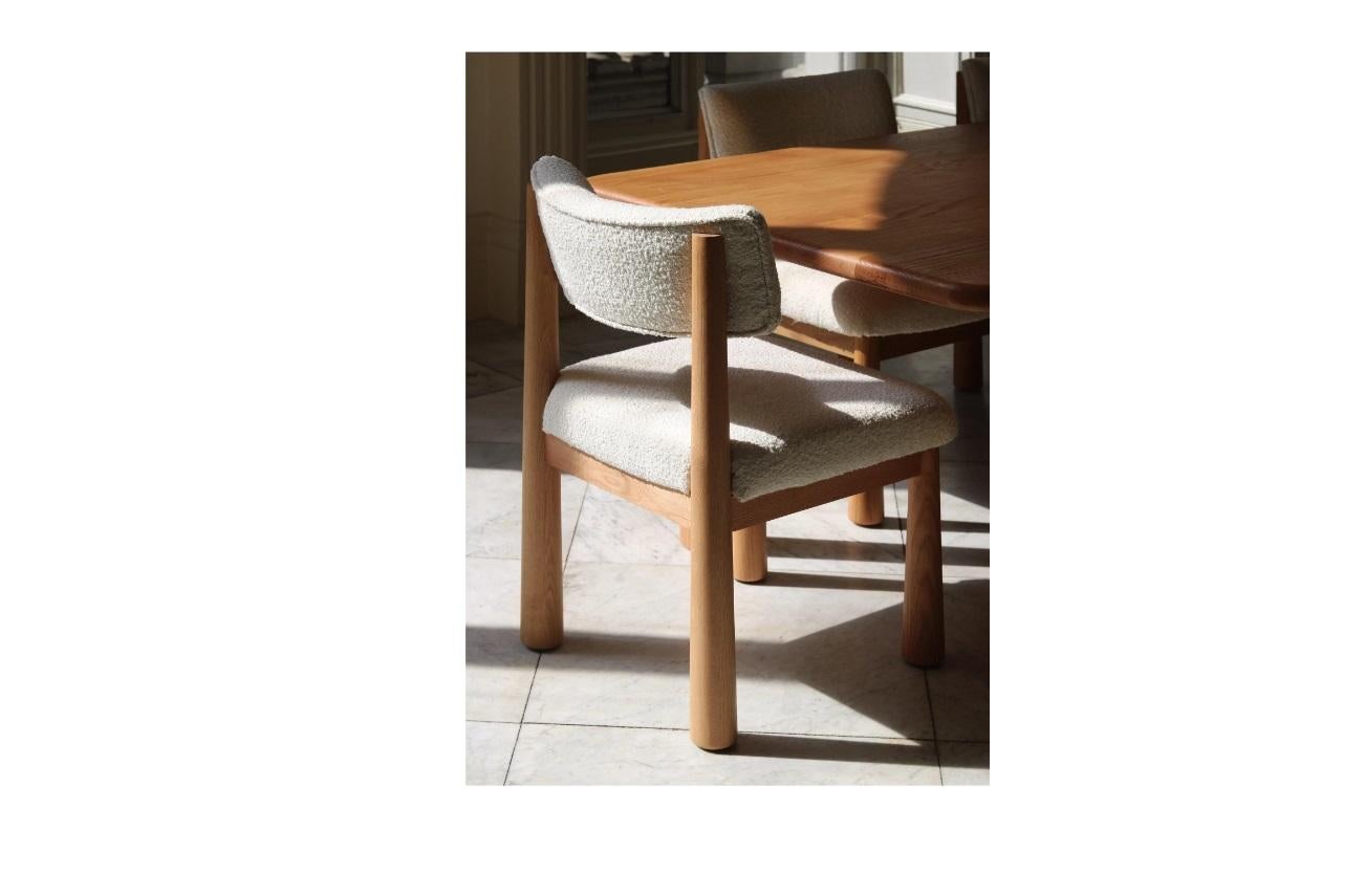 These beautiful chairs from House of Léon brings a young exciting look to your dining room space without sacrificing on comfort.

The natural white oak finish offers clean beauty that elevates the feeling in any setting. A perfect combination of