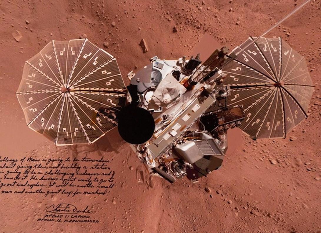 American Charlie Duke Signed Photograph of the Phoenix Lander on Mars For Sale