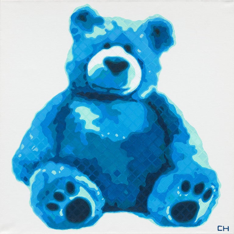 Charlie Hanavich "Teddy in Blue" Contemporary Pointillist Painting