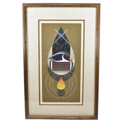 Charlie Harper Modern Serigraph of a Wood Duck Art Deco Style
