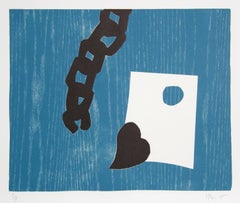 Abstrakter abstrakter Monodruck-Holzschnitt von Charlie Hewitt