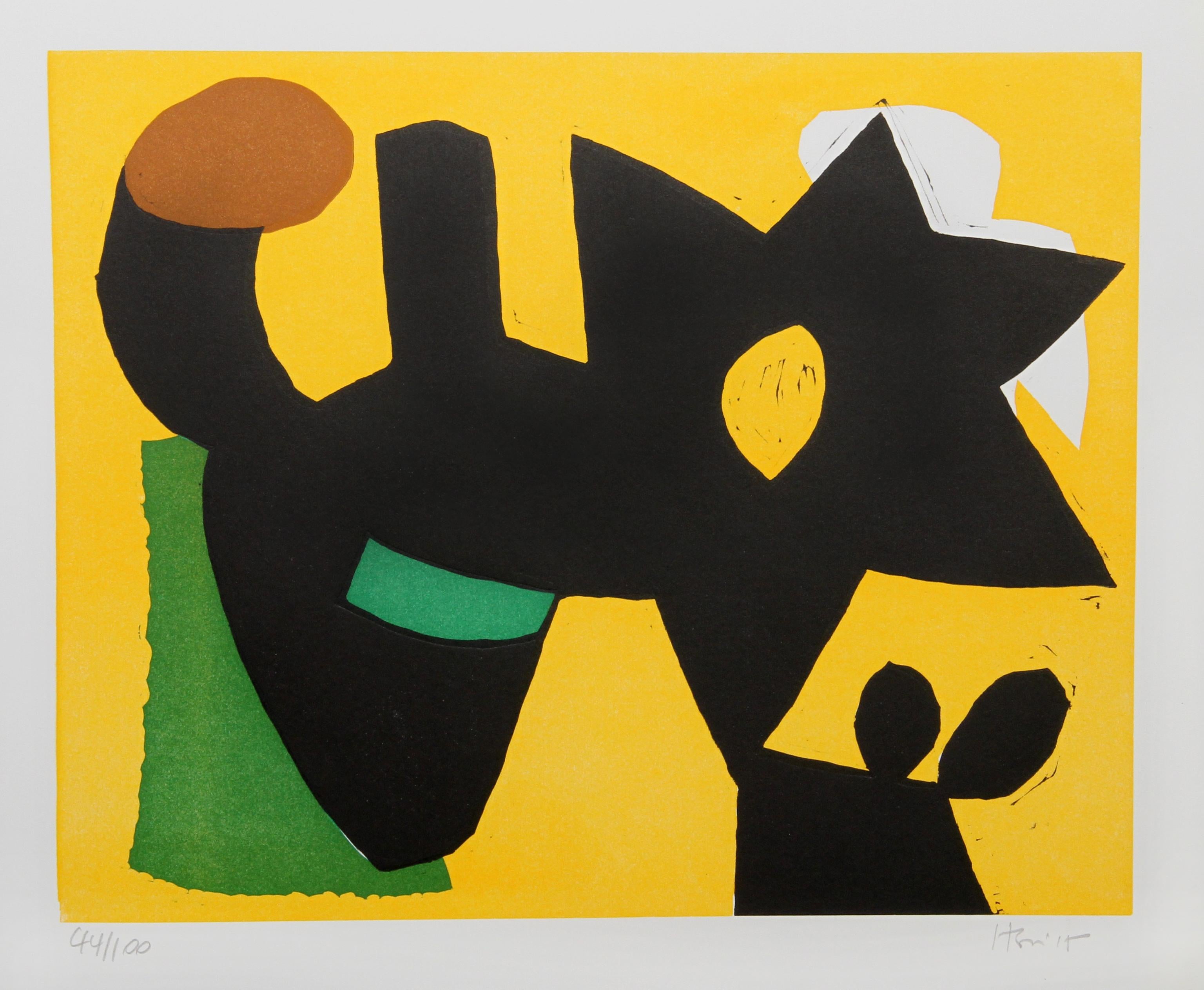 Cat and Mouse, gravure abstraite sur bois de Charlie Hewitt
