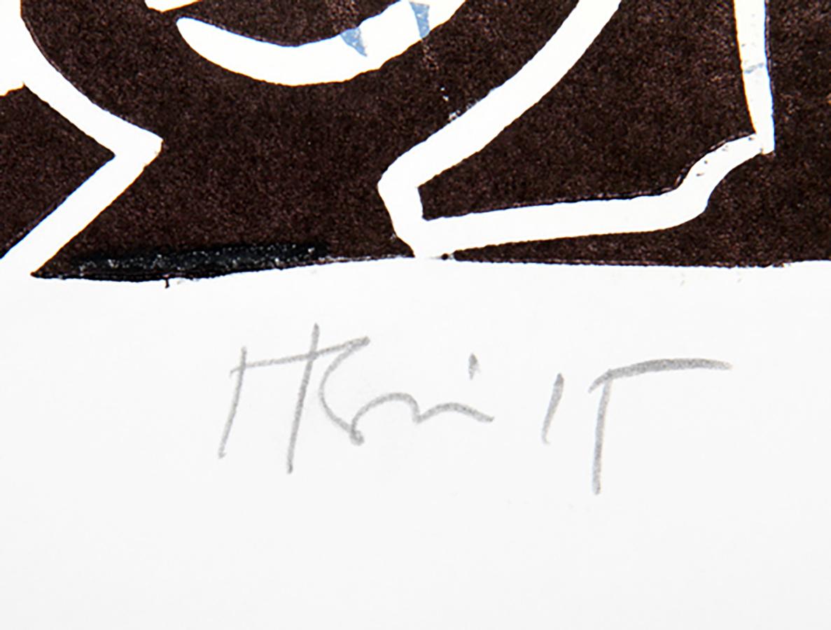 Colorido grabado abstracto en madera de Charlie Hewitt en venta 2