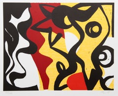 "F" Abstract Woodblock Print by Charlie Hewitt