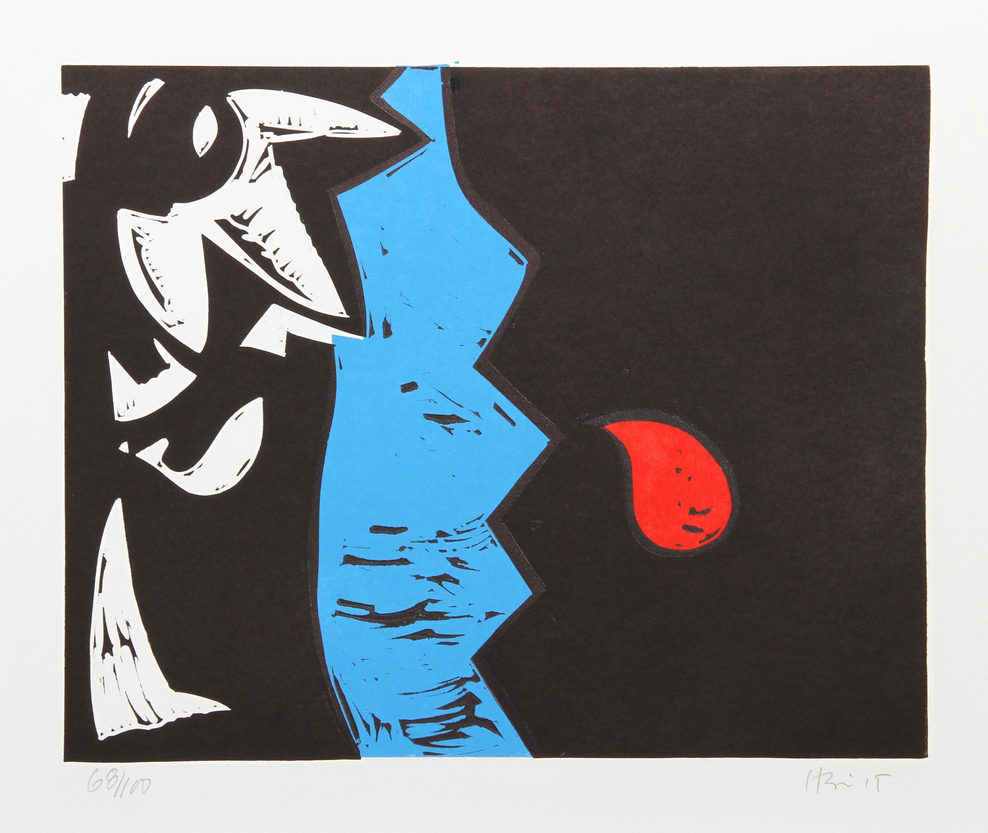 "H" Abstract Woodblock Print by Charlie Hewitt