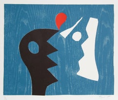 Vintage Untitled Abstract, Woodcut by Charlie Hewitt