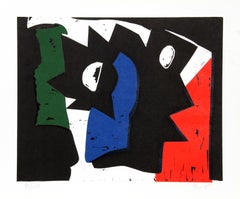 Untitled Abstract Woodcut by Charlie Hewitt