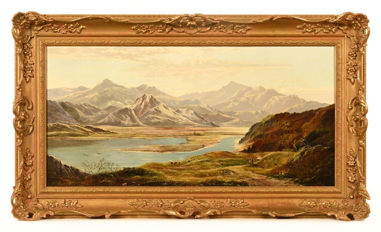 Charlie Leslie Landscape Painting - Fine Victorian Scottish Highlands Loch Scene, signed original oil painting