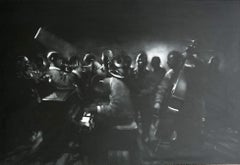Sin título (Escena de Jazz) - Charlie Mackesy, Pastel original, Músico, Instrumentos