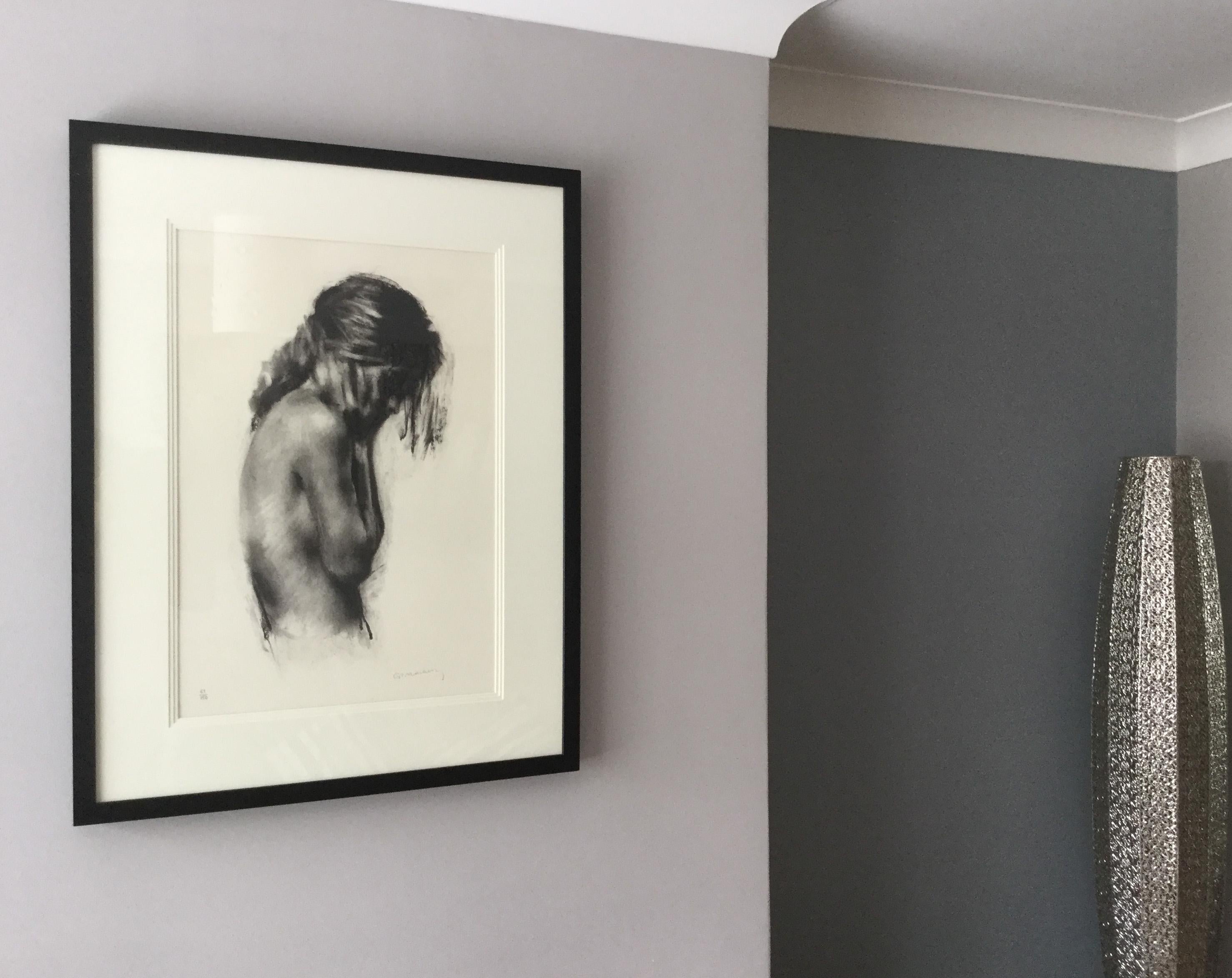 Girl-signed lithograph, figurative, contemporary, print, female, emotion, nude - Contemporary Print by Charlie Mackesy