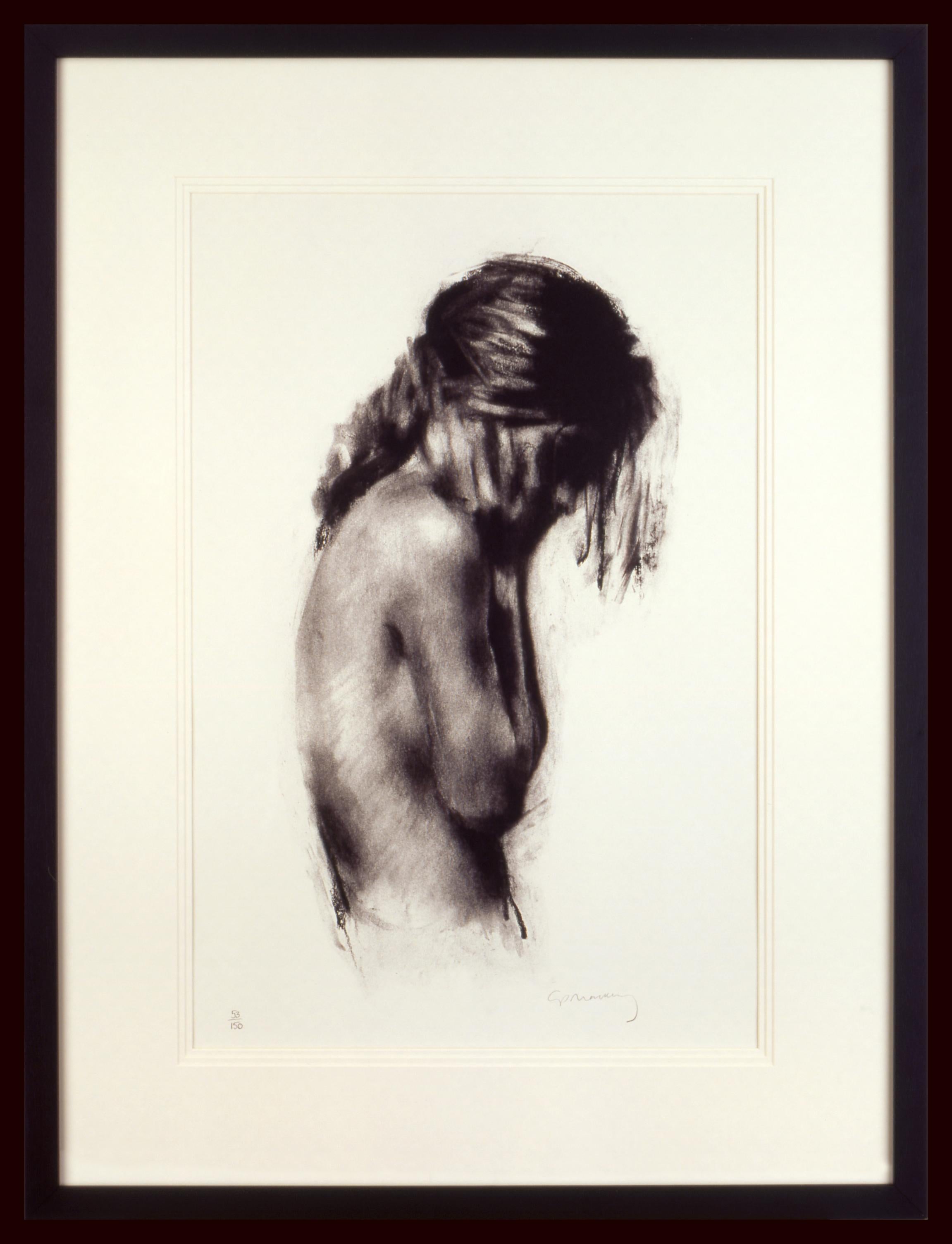 Charlie Mackesy Print - Girl-signed lithograph, figurative, contemporary, print, female, emotion, nude