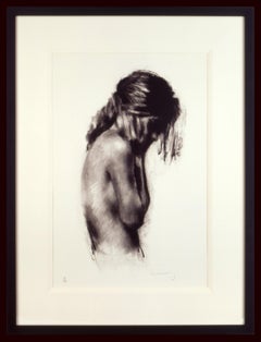Girl-signed lithograph, figurative, contemporary, print, female, emotion, nude