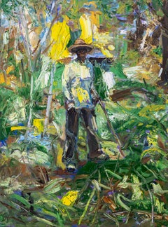 EL CAMINANTE DE LA GARGANTA - Pintura de la esposa del artista caminando por una garganta