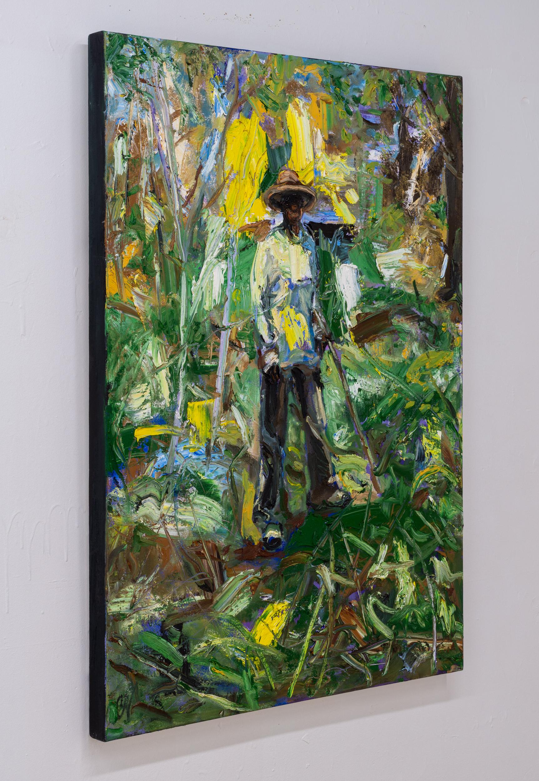 THE GORGE WALKER - Peinture de la femme de l'artiste hiking through a Gorge - Contemporain Painting par Charlie Newton