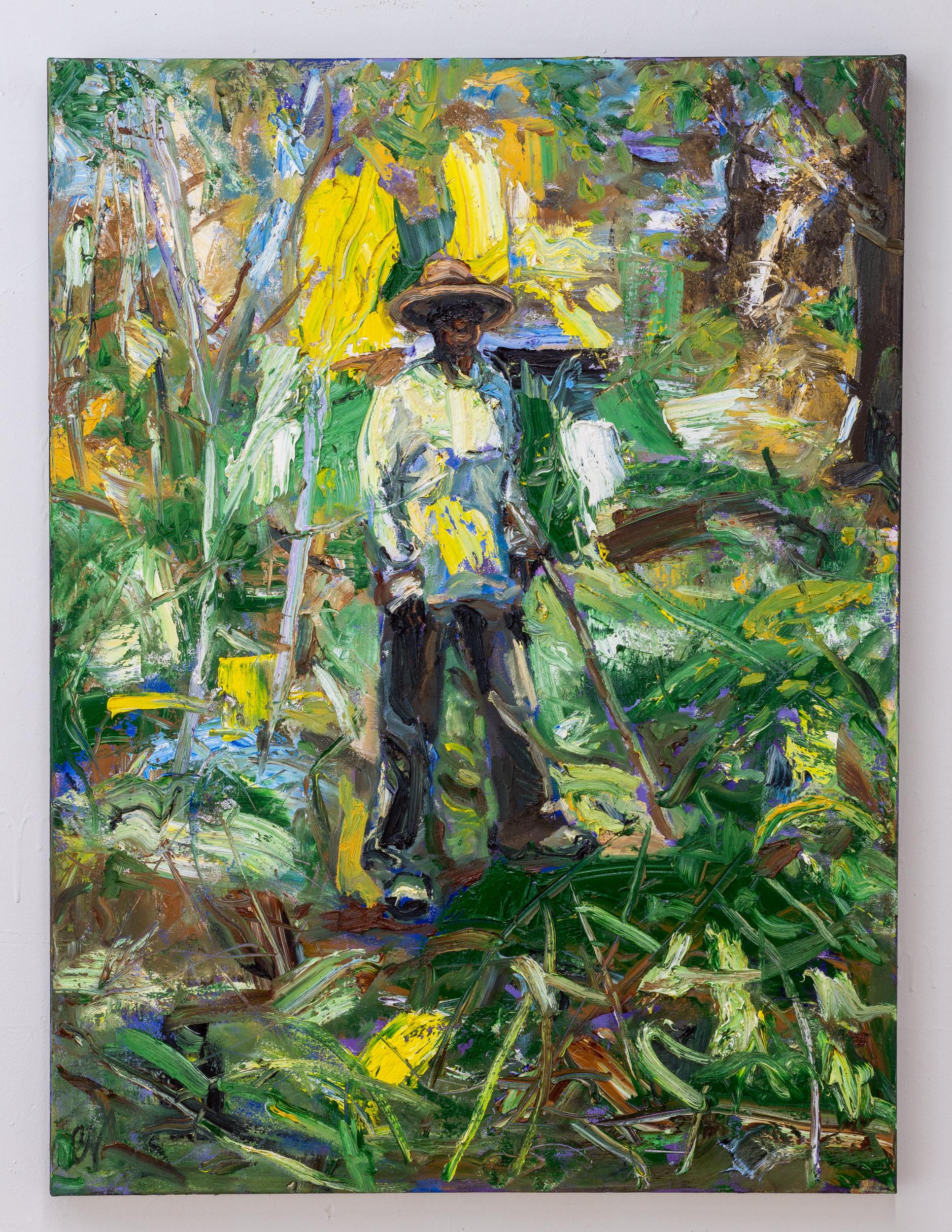 THE GORGE WALKER - Peinture de la femme de l'artiste hiking through a Gorge - Painting de Charlie Newton