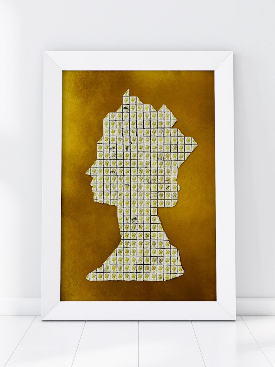 Queen of Stamps (Gold) - Mixed Media Art by Charlie Spencer