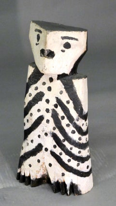 Owl, Charlie Willetto Navajo Folk art, wood black white vintage