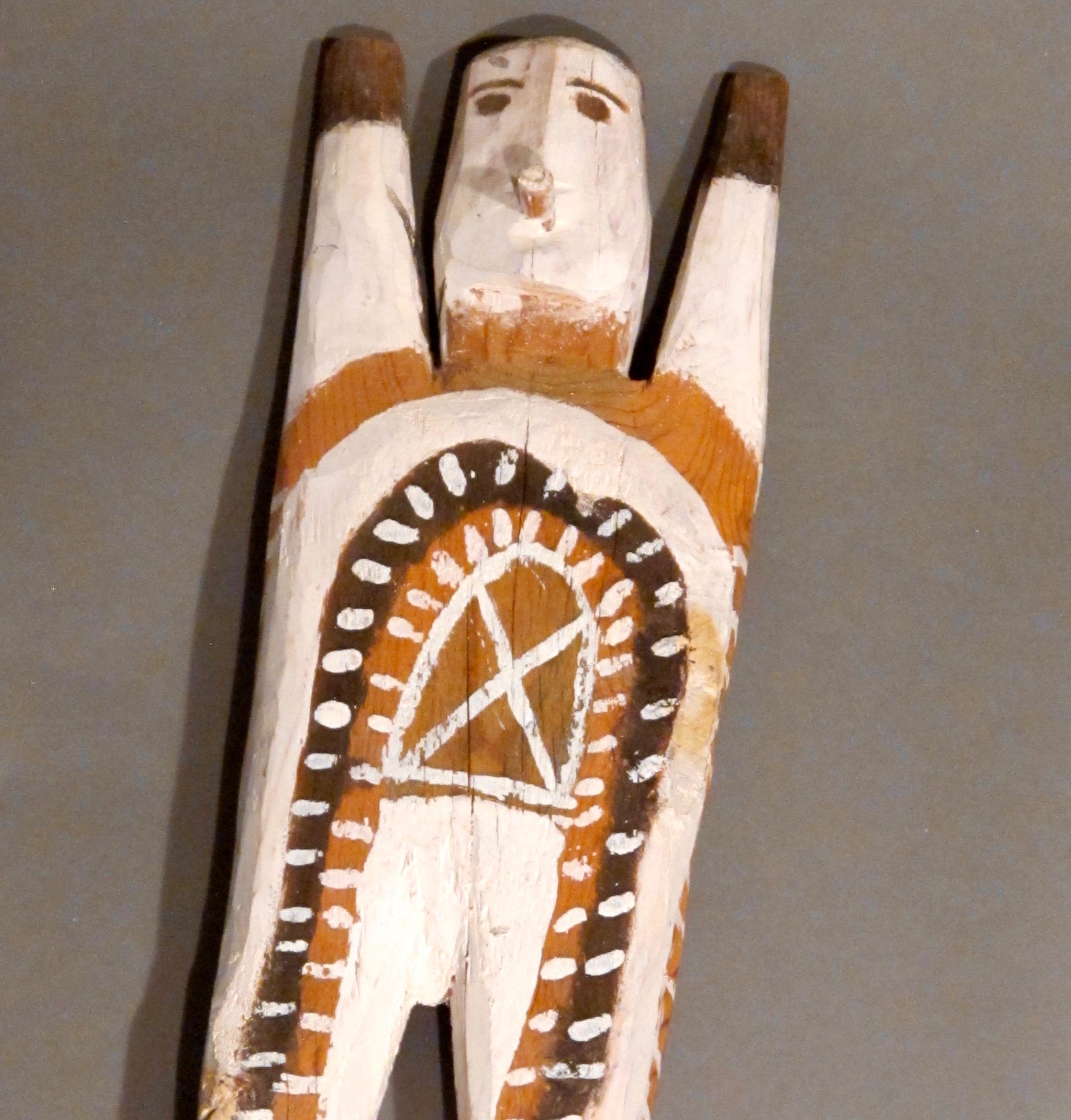 Untitled Figure with X on Chest by Charlie Willeto, Navajo Folk Art, wood, paint For Sale 2