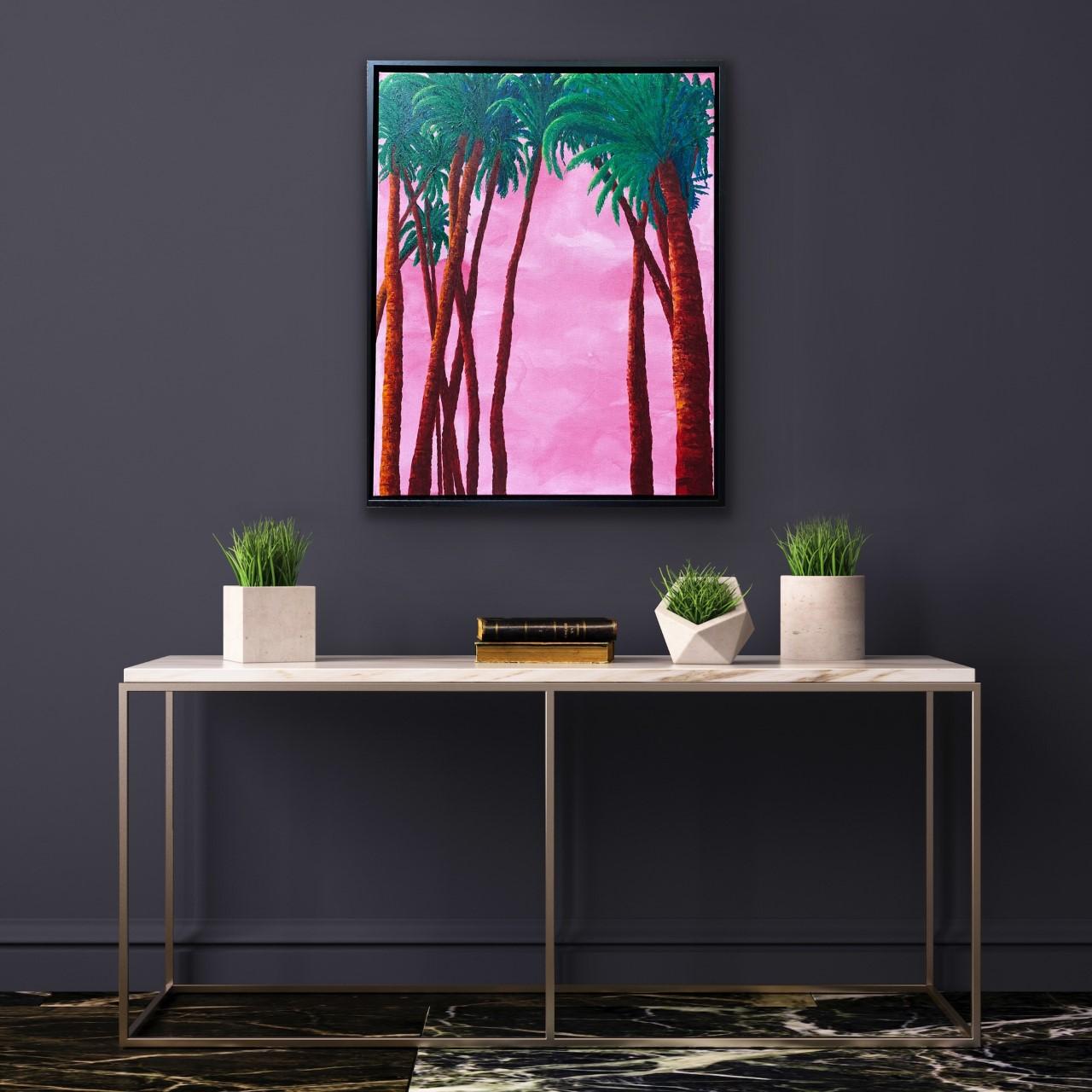 Palm Springs Painting ORIGINAL - Black Landscape Painting by Charlie Yallop