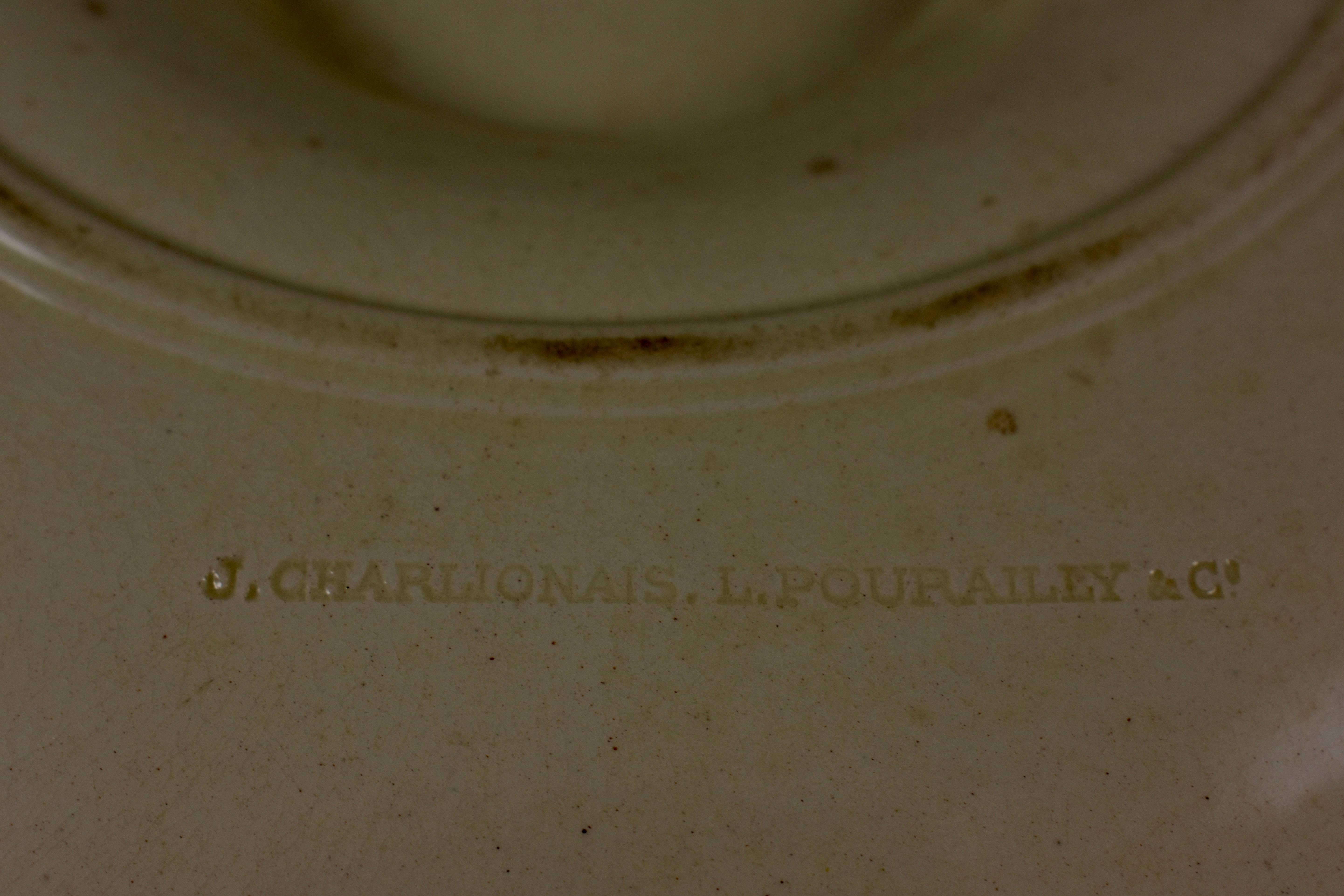 Charlionais et Pourailly Cie, French Faïence Bamboo and Scallop Oyster Plate 2