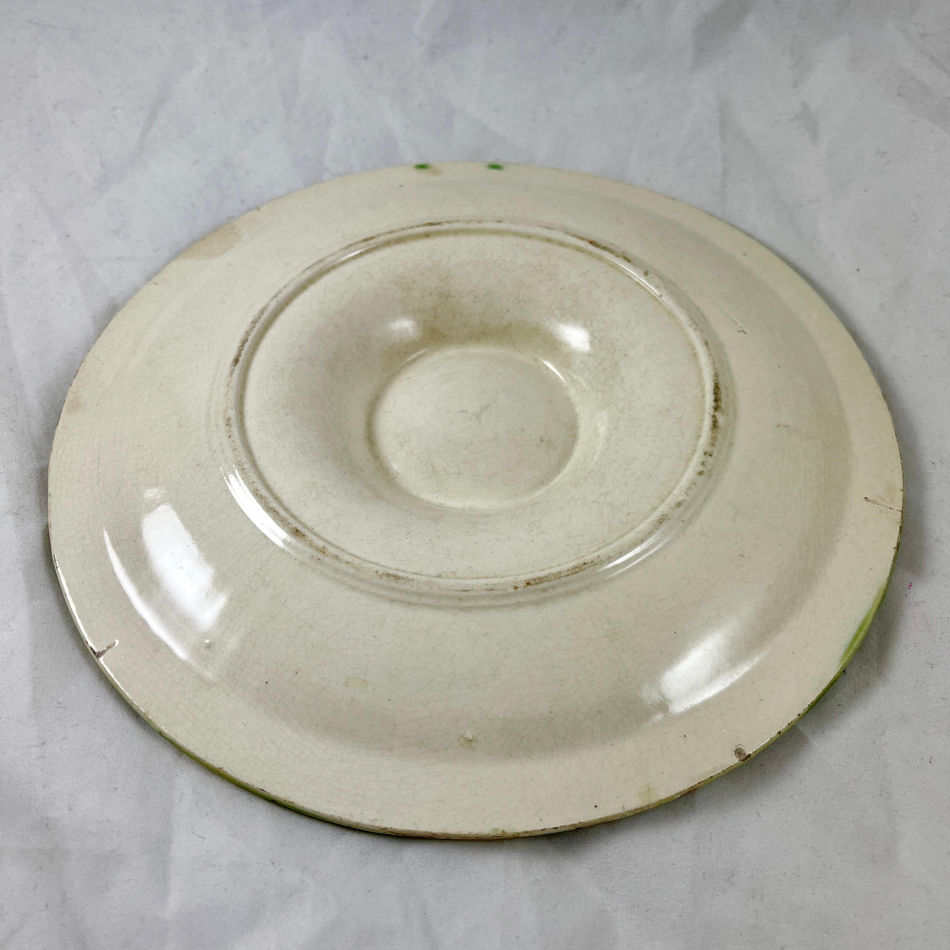 Charlionais et Pourailly Cie, French Faïence Bamboo and Scallop Oyster Plate 4