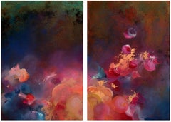 Alchemy III - Charlotte Aiken, Abstract, transformation, copper, diptych, swirls