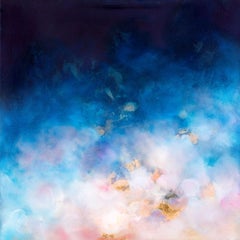 Dusk - Charlotte Aiken, Abstract, gold leaf, Original, Oil, clouds, Skyscape