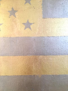 "American Splendor" Pop-Art Modern Contemporary 23k Gold Flag Minimal Oil Paint