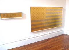 ""American Splendor"" Pop-Art Moderne zeitgenössische 23k Gold Flagge minimalistische Ölfarbe