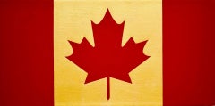 "Canada Gold"  Small Red/Gold Flag of Canada in 23 Karat Gold Leaf and Oil Paint