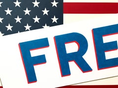 "Credo (FREE!)"  Pop-Art American Flag, Red/White/Blue, Whimsical and Political