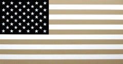 ""Drapeau #4""    Drapeau contemporain Pop-Art Americana en brun clair, blanc et noir  