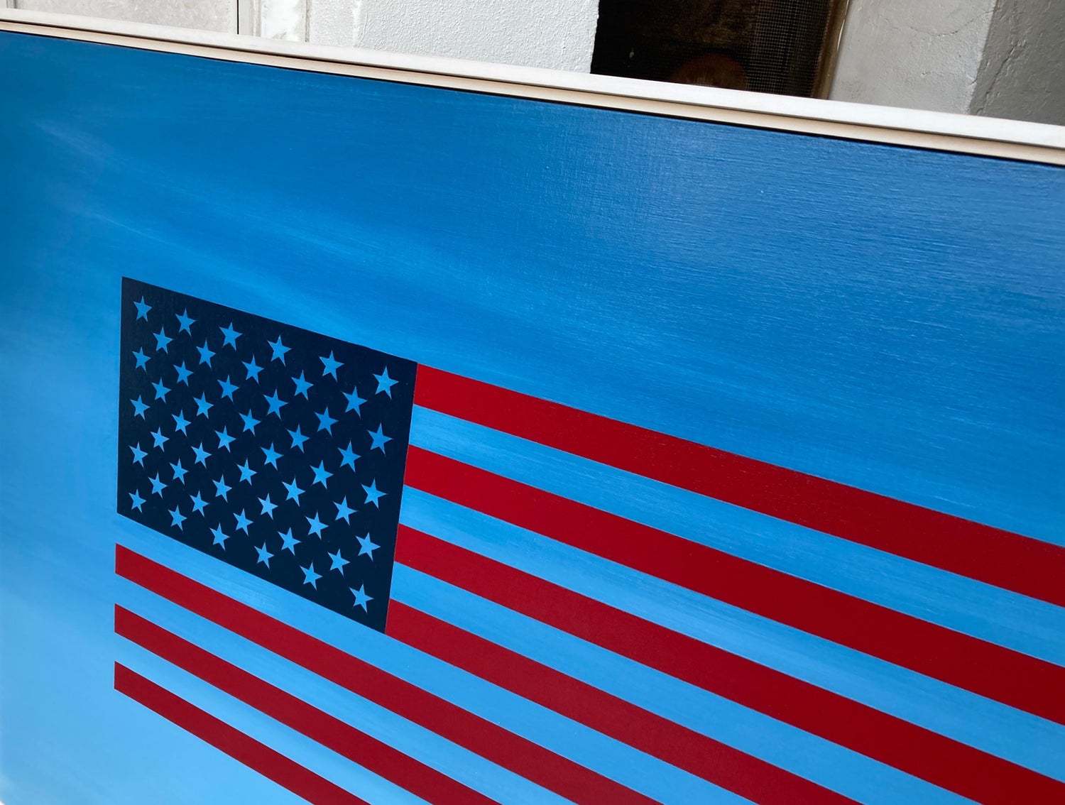 Charlotte Andry Gibbs - "Ideograph" Pop-Art American Flag Contemporary Oil  Paint Blue Red Bright For Sale at 1stDibs