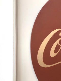 "ICONA" Pop, Simbolo Coca-Cola, 23 Kt. Foglia d'oro/Olio, Rotonda, Rosso/ruggine su bianco