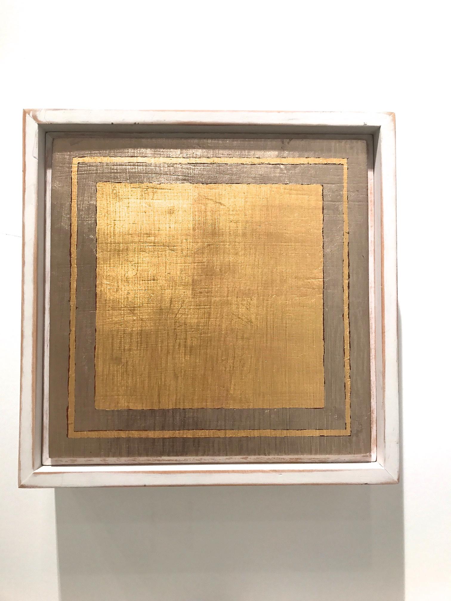 "Malevich On My Mind" 23k Gold Wood Modern Minimal Contemporary Abstract Oil - Mixed Media Art by Charlotte Andry Gibbs