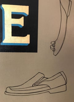 "Shine" Pop-Art Americana Shoes 'Sign' in Tan /Black /23 KT.Gold Leaf and Oil