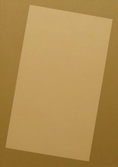 « Tented Quadrilateral », peinture à l'huile géométrique minimaliste contemporaine brun clair