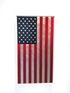 "U.S. Flag Vertical" American Pop Art Oil Paint Minimal Abstract Contemporary