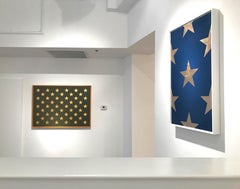 "Vertical Section"   Pop-Art Americana Blue/23 Kt. Gold Leaf Star Composition