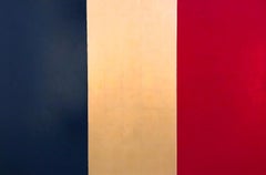 "Viva la France!" Contemporary Pop Art Modern Flag Minimal 23k Gold Oil Painting