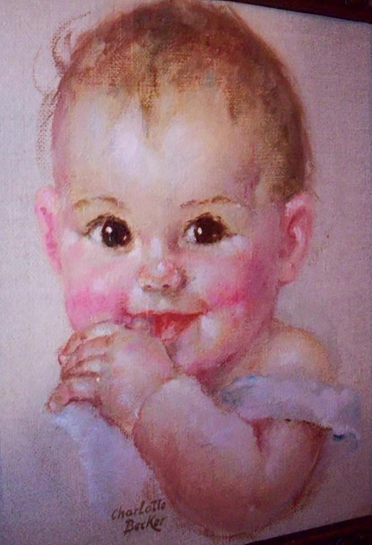 Charlotte Becker Figurative Painting - Wide-Eyed Baby
