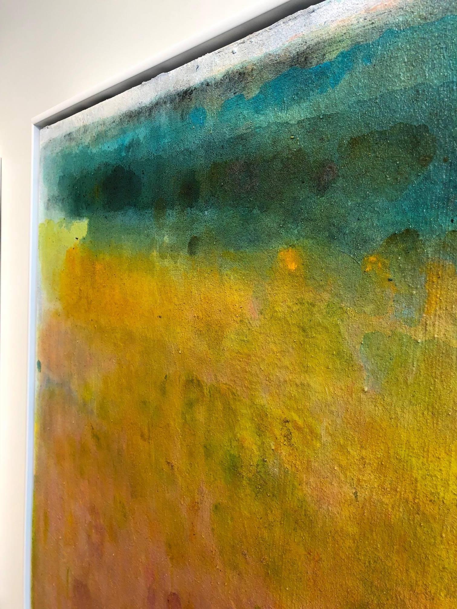 Rothko-esque color field painting that delights from a distance and up close from Swedish-American visual artist Charlotte Bernstrom, who creates acrylic paintings that are poetic explorations depicting nature and humanity’s place within it. Taking