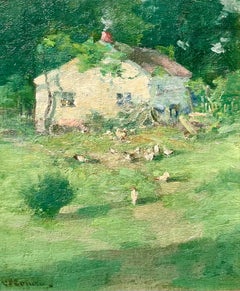 Homestead Landscape with Chickens