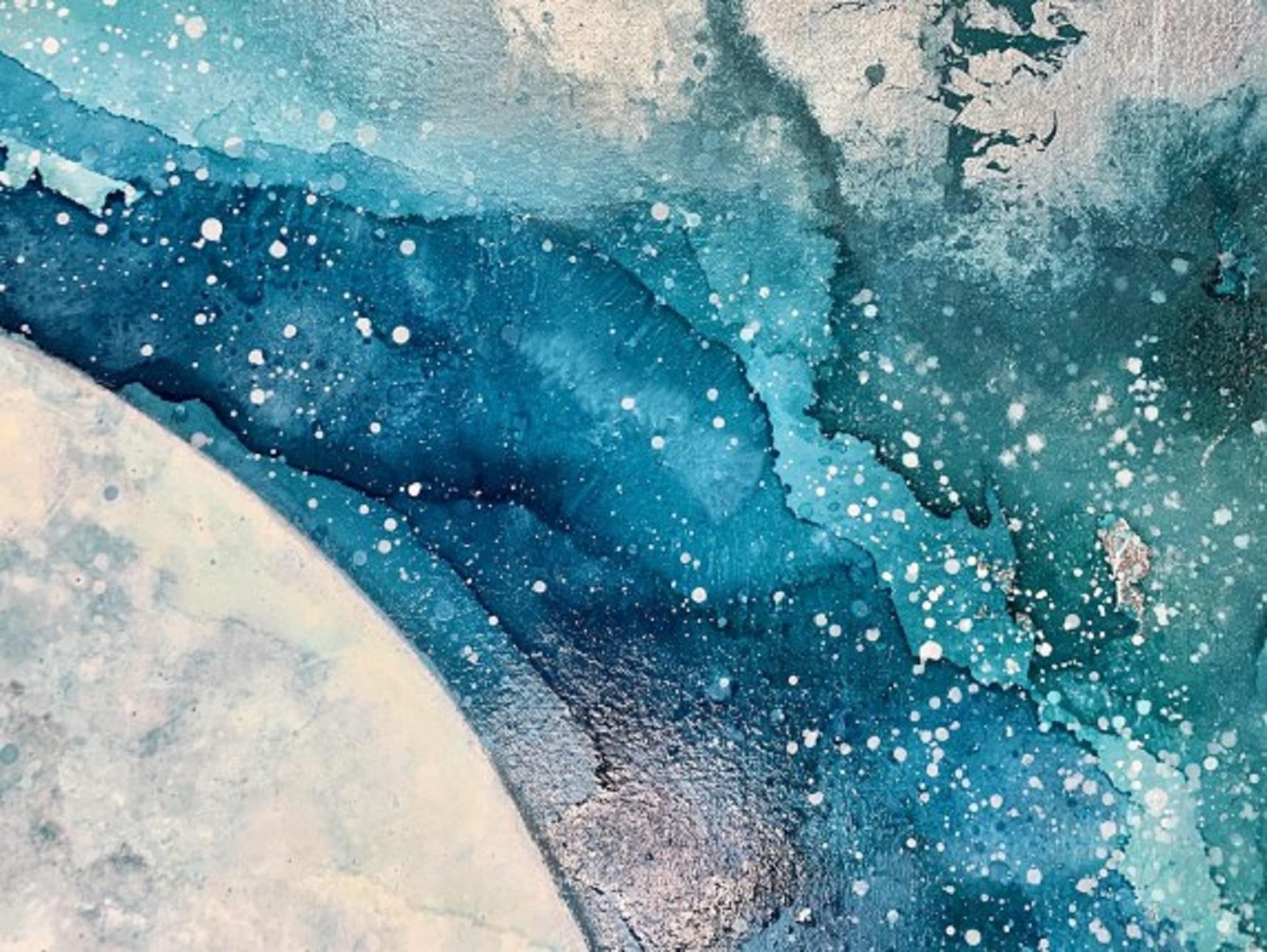 By the Light, Charlotte Elizabeth, dipinto originale della luna - Landscape Painting Blu di Charlotte Eliabeth