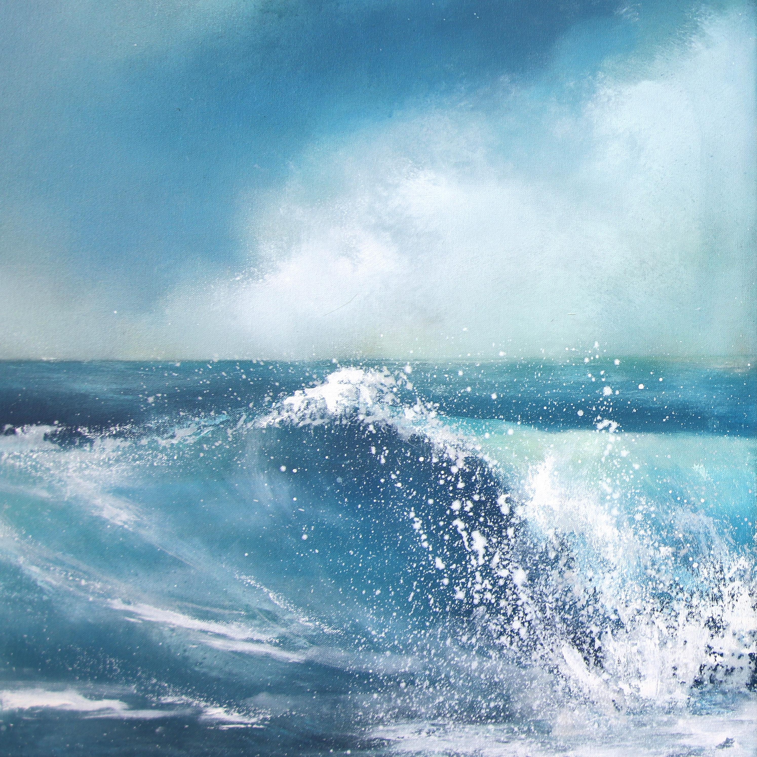 A Kinder Sea (Triptyque) - Grande peinture sur toile d'inspiration océanique en vente 6