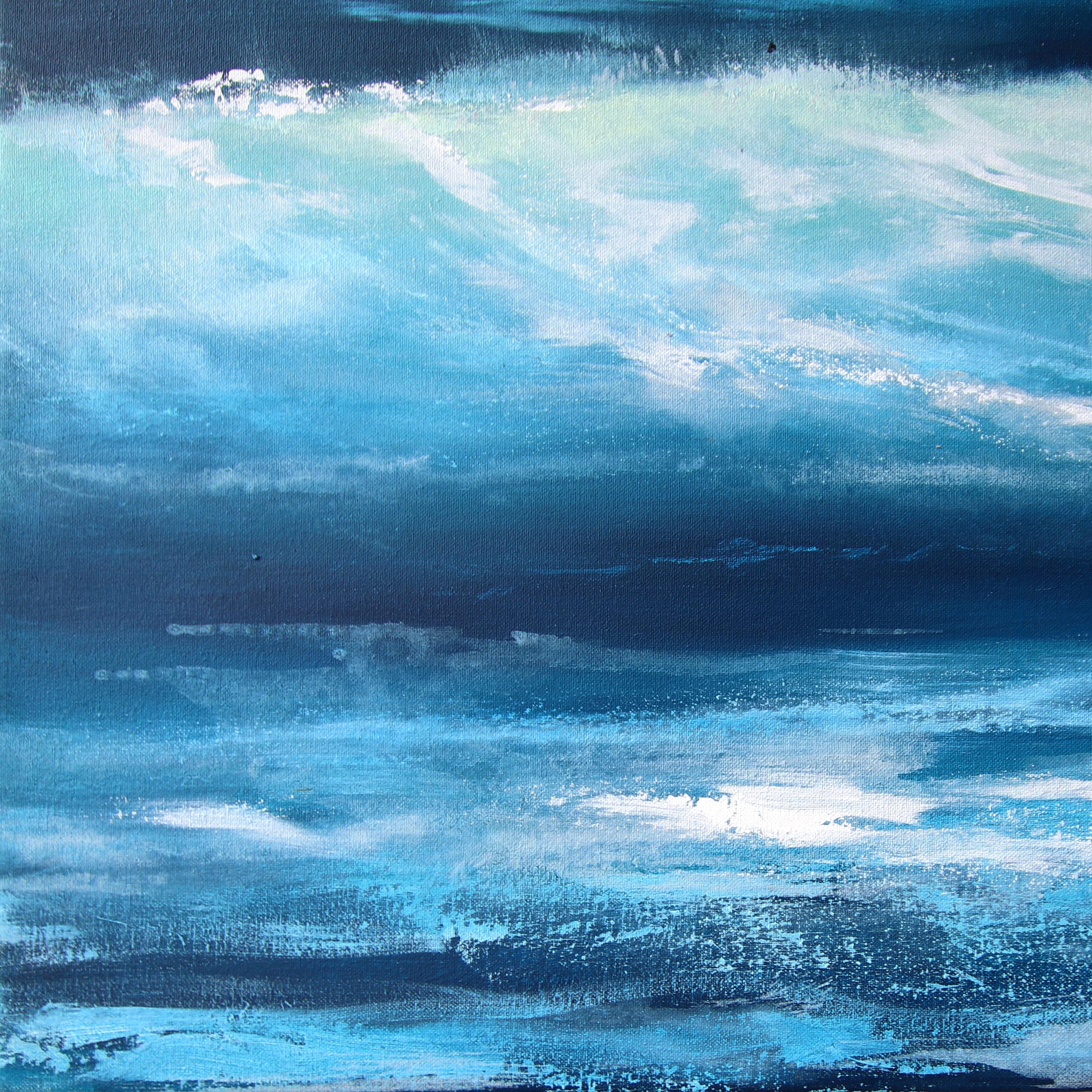 A Kinder Sea (Triptyque) - Grande peinture sur toile d'inspiration océanique en vente 2