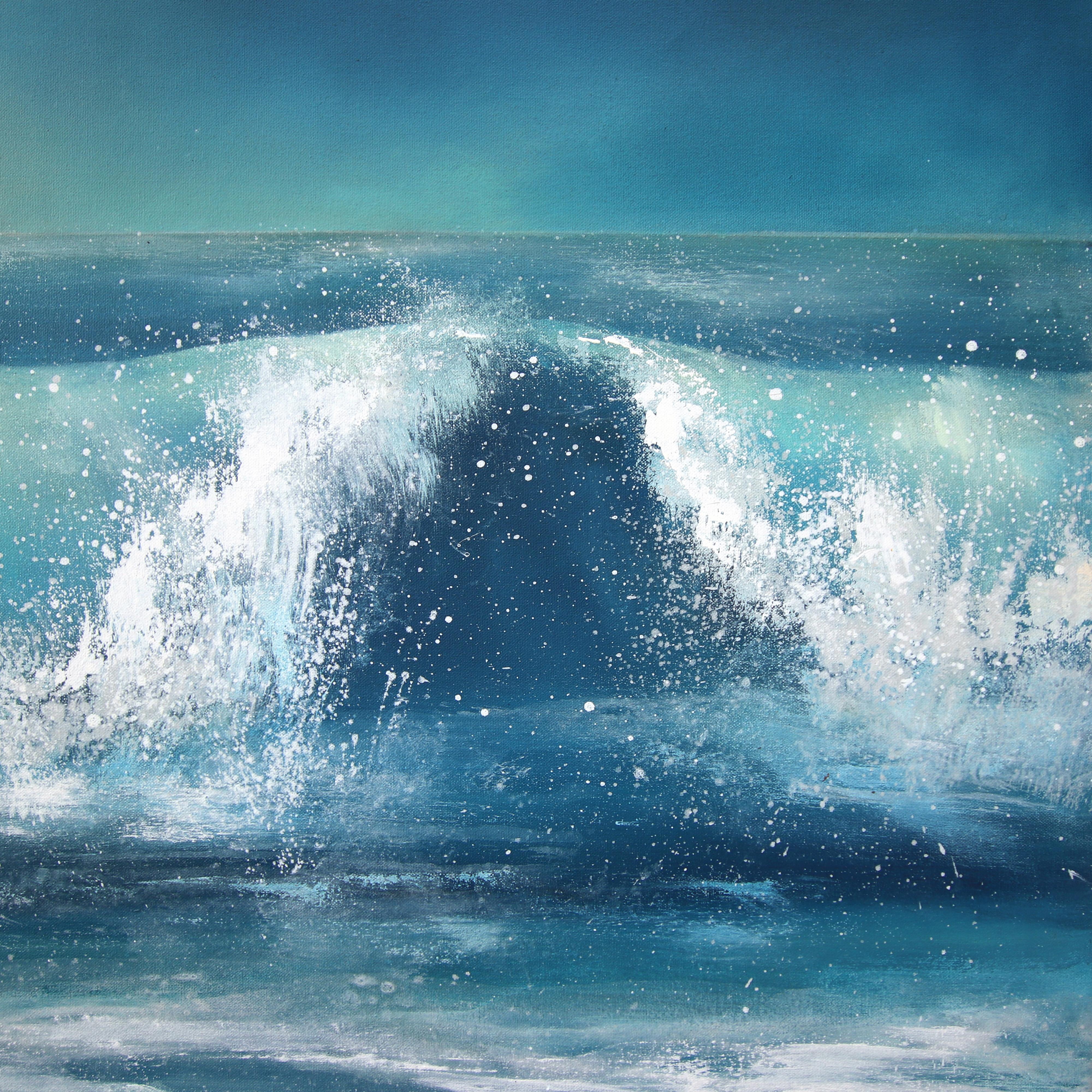 A Kinder Sea (Triptyque) - Grande peinture sur toile d'inspiration océanique en vente 4