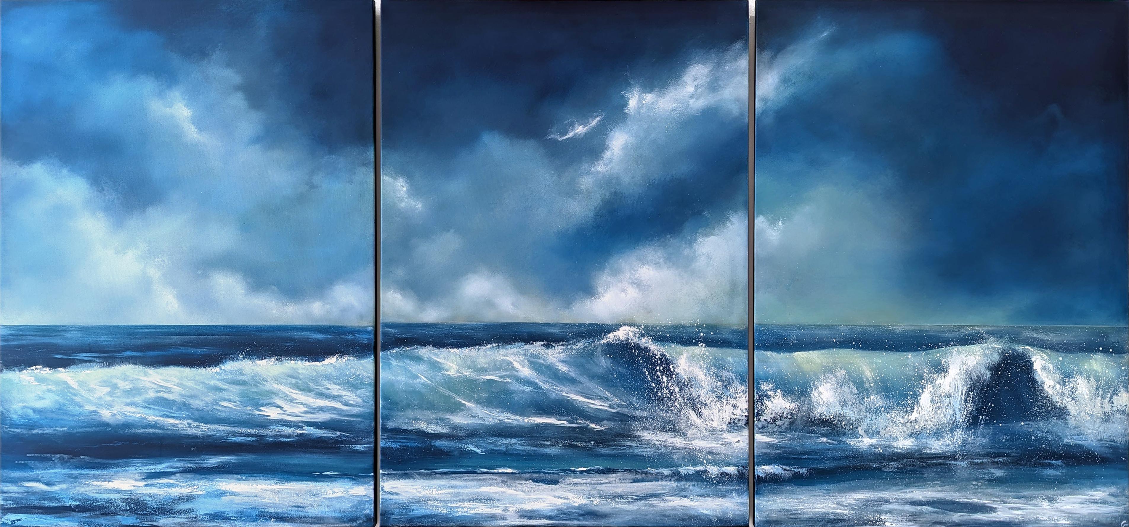 Un mare Kinder (trittico) - Quadro su tela di grandi dimensioni ispirato all'oceano