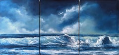 A Kinder Sea (Triptych) - Large Ocean Inspired Painting on Canvas